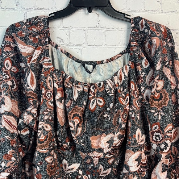 BloomChic Brown Floral Balloon Sleeve Dress Plus Size 3X - Picture 5 of 7